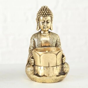 Свічник золотий Будда полістоун h14см Гранд Презент 1016131-3 квітка