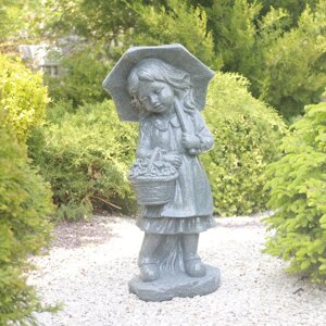 Садова фігура Дівчинка із парасолькою зелений граніт 66х30х22 см Гранд Презент ССПГ12146-2 Зелений