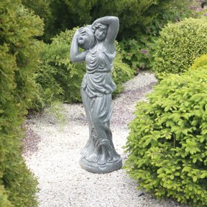 Садова скульптура Дама зі глечиком зелений граніт 84х23х29 см Гранд Презент ССПГ00884-2 Зелений