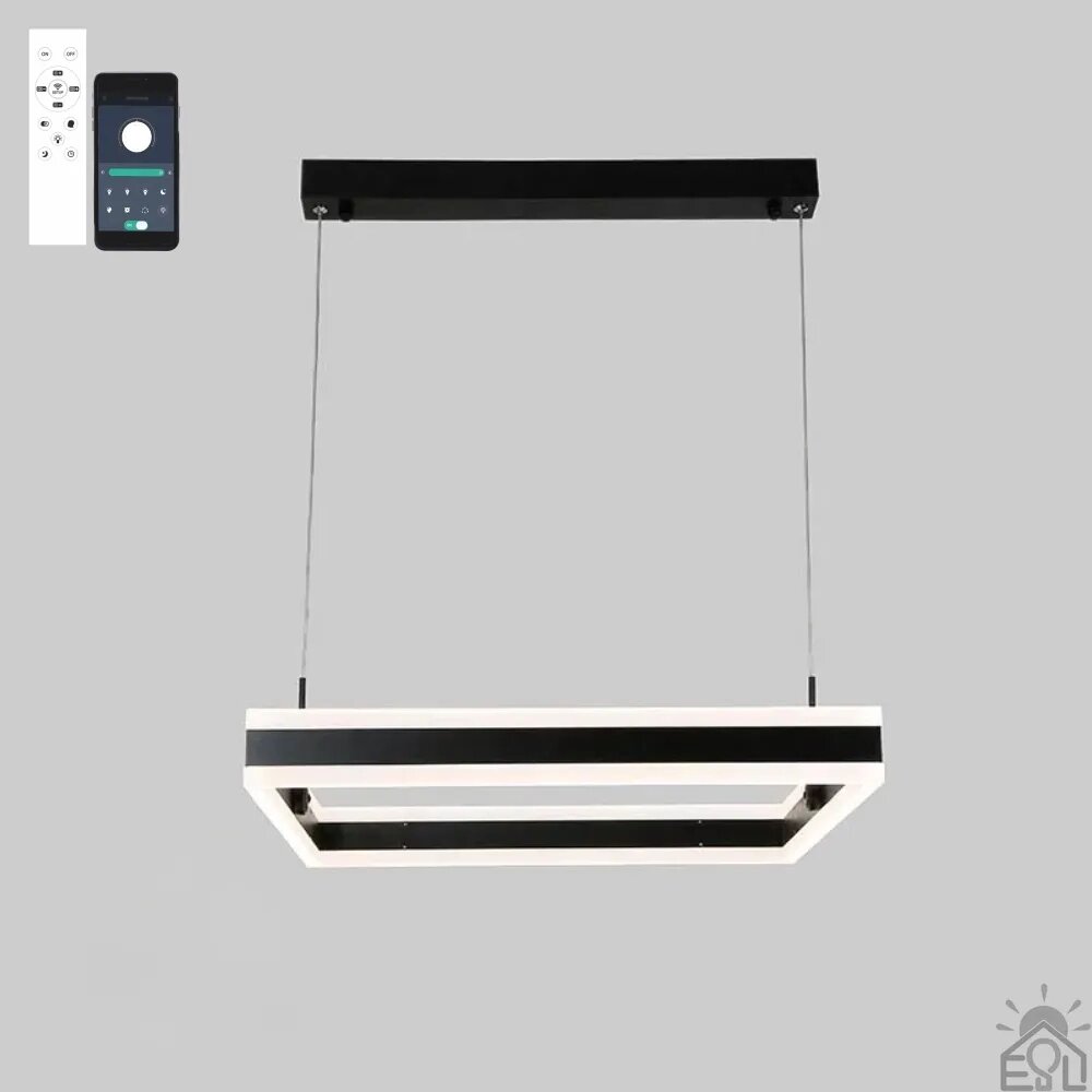 Керована світлодіодна люстра STELLA 100W-S-APP-500x500x1200-BLACK/WHITE-220-IP20 від компанії ТД "Електростар" - фото 1