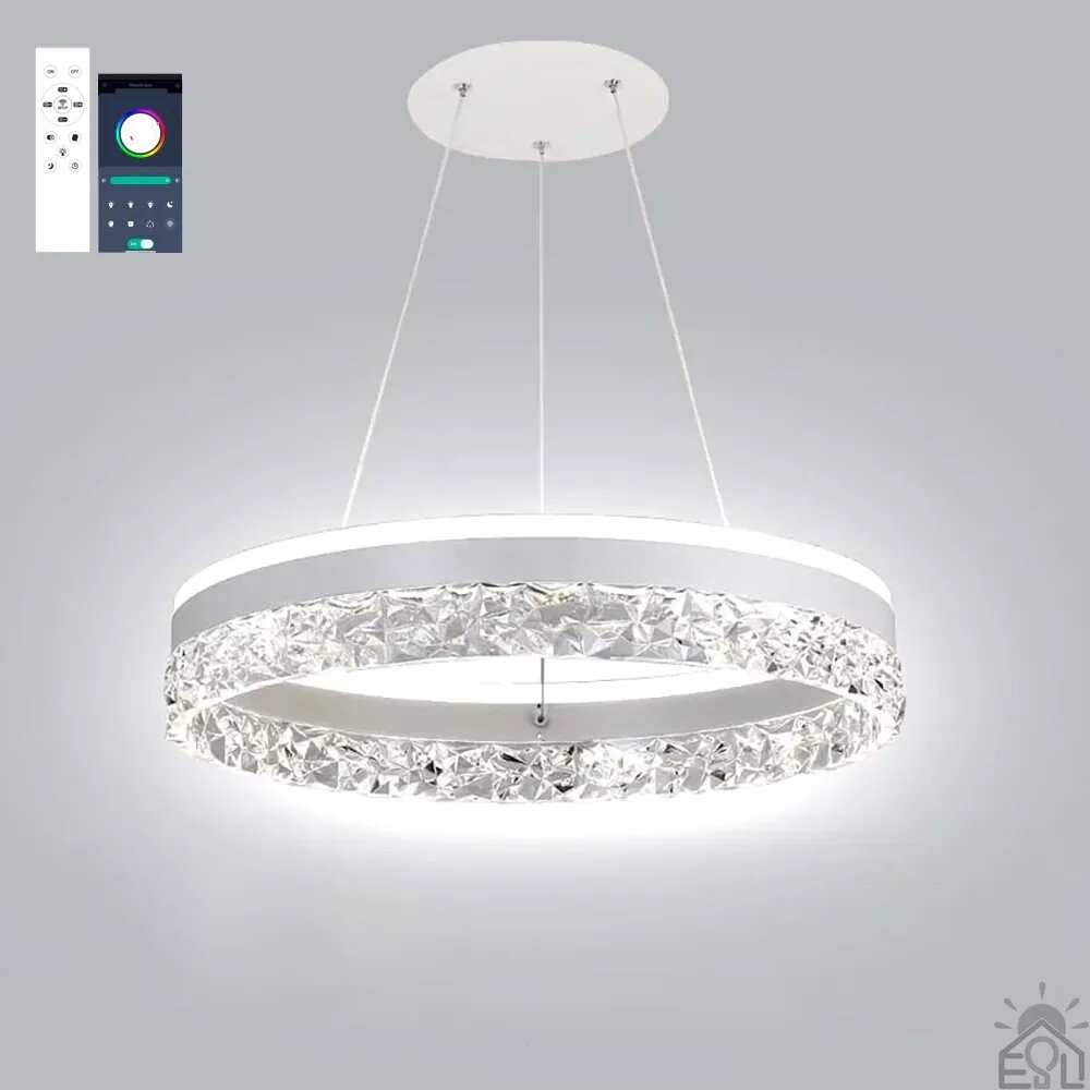 Керована світлодіодна люстра STELLA ICE 80W R-APP-500x1200-WHITE/CLEAR-220-IP20 від компанії ТД "Електростар" - фото 1