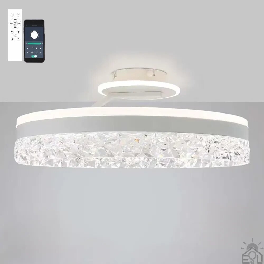 Керована світлодіодна люстра STELLA С ICE 90W 2R-APP-500x215-WHITE/WHITE-220-IP20 від компанії ТД "Електростар" - фото 1