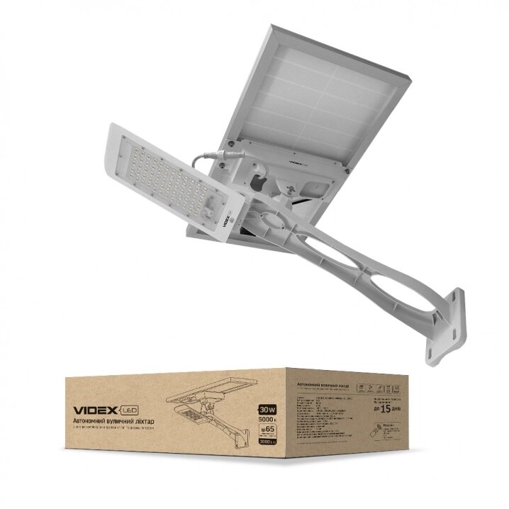 LED ліхтар вуличний автономний VIDEX 30W 5000K від компанії ТД "Електростар" - фото 1