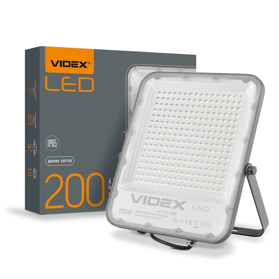 LED прожектор VIDEX PREMIUM F2 200W 5000K від компанії ТД "Електростар" - фото 1