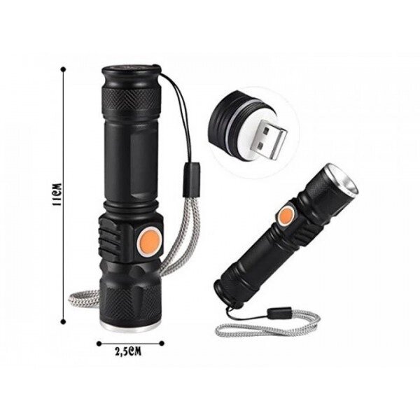 Ліхтарик ручний тактичний Police BL-616-T6, Zoom, USB від компанії ТД "Електростар" - фото 1