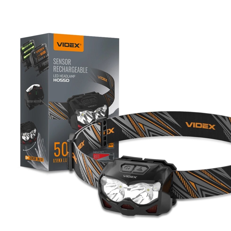 Налобний світлодіодний ліхтарик VIDEX VLF-H055D 500Lm 5000K від компанії ТД "Електростар" - фото 1