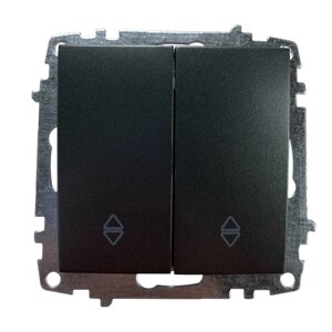 Вимикач EL-BI ZENA чорний металік 2кл прохідний без рамки