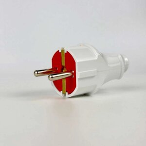 Вилка штепсельна EL-BI з заземленням біло-червона інд. уп.