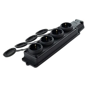 Колодка Violux каучук настінна 4-на з заземленням з кришкою IP44