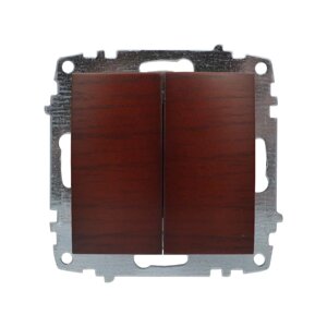 Вимикач EL-BI ZENA Woodline червоне дерево 2кл без рамки