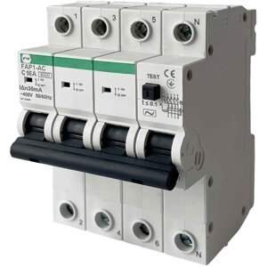 Диференційний автомат FAP1-AC 4P C16 30мА Промфактор