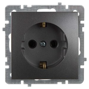 Розетка Nilson Touran антрацит 1-на із заземленням без рамки