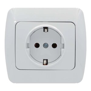 Розетка EL-BI ZIRVE Fixline біла 1-на з заземленням захист від дітей