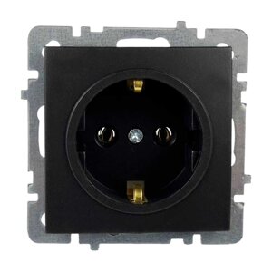 Розетка Nilson Touran чорний мат 1-на із заземленням без рамки