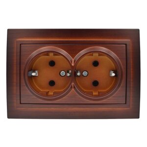 Розетка EL-BI ZENA Woodline червоне дерево 2-на із заземленням