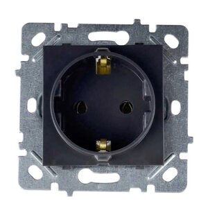 Розетка Nilson Selene антрацит 1-на із заземленням без рамки