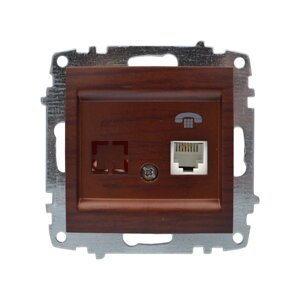 Розетка EL-BI ZENA Woodline червоне дерево 1 телефонна без рамки