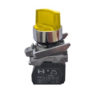 Кнопка-перемикач FPRECL3Y024 2NO 3-х позиційна з фіксацією жовта Промфактор