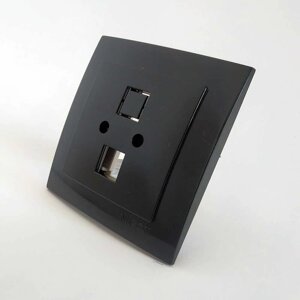 Розетка Nilson Touran чорна телефонна