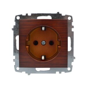 Розетка EL-BI ZENA Woodline червоне дерево 1-на із заземленням без рамки