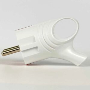 Вилка штепсельна EL-BI з ручкою з заземленням біло-червона інд. уп.