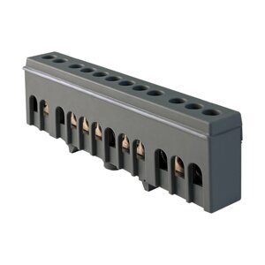Клема кінцева ізольована 6x9мм 12 отв сіра Промфактор