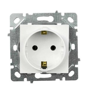 Розетка Nilson Selene біла 1-на з заземленням без рамки
