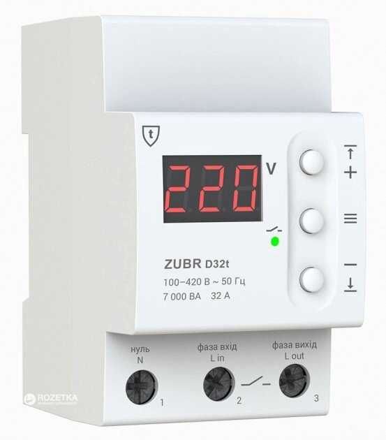 Реле контролю напруги 32А ZUBR D32t термозахист від компанії ТД "Електростар" - фото 1