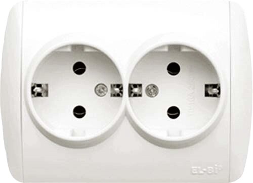 Розетка Zirve двойная с заземлением белая ##от компании## ТД "Электростар" - ##фото## 1