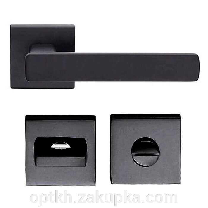 Дверна ручка на розетці DND by Martinelli FOLD 02 чорний (з накладкою WC) F014T-ZNE від компанії СПД Лініченка С Н - фото 1
