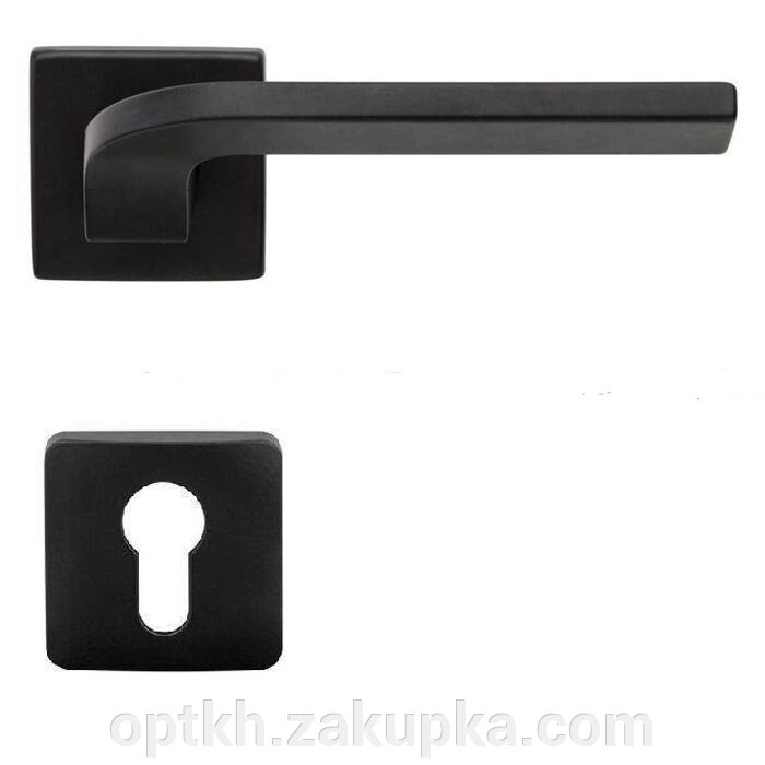 Дверна ручка на розетці DND by Martinelli JOY-02 чорний (з накладкою під циліндр) J014Y-ZNE від компанії СПД Лініченка С Н - фото 1