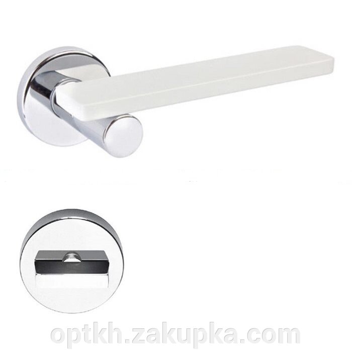 Дверна ручка на розетці DND by Martinelli MINIMA хром-білий (з накладкою WC) MN12T-ZCBI від компанії СПД Лініченка С Н - фото 1