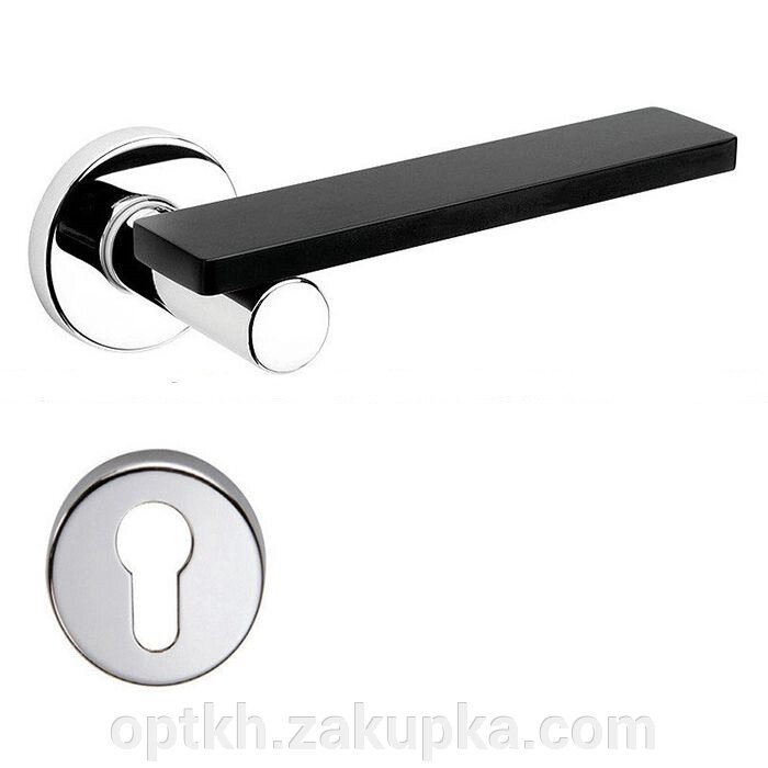 Дверна ручка на розетці DND by Martinelli MINIMA хром-чорний (з накладкою під циліндр) MN12Y-ZCNE від компанії СПД Лініченка С Н - фото 1