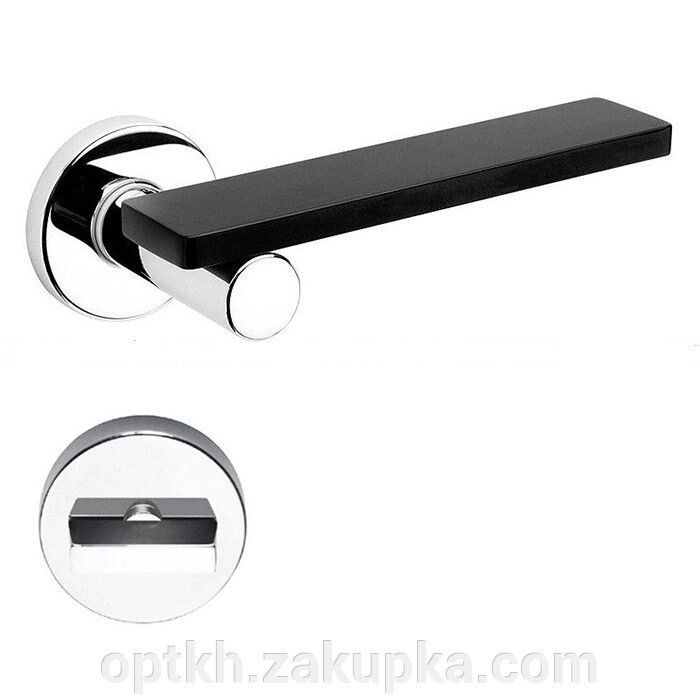 Дверна ручка на розетці DND by Martinelli MINIMA хром-чорний (з накладкою WC) MN12T-ZCNE від компанії СПД Лініченка С Н - фото 1