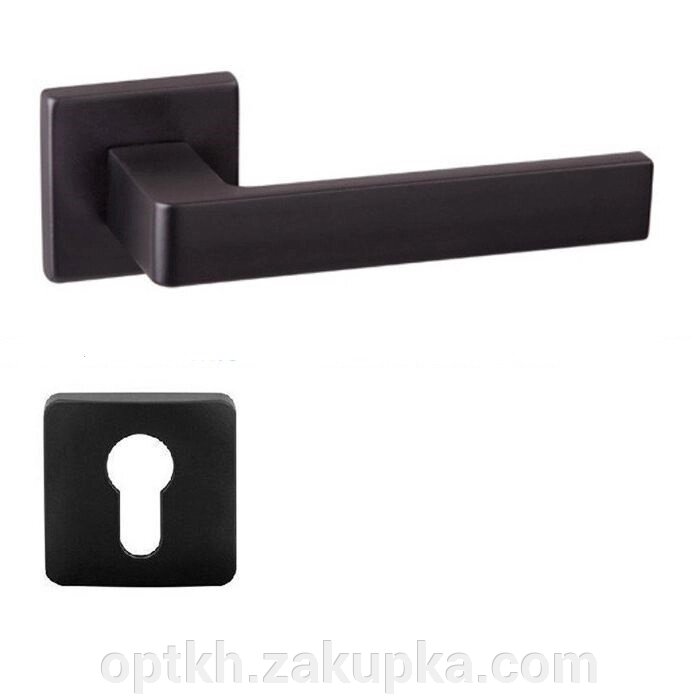 Дверна ручка на розетці DND by Martinelli QUATTRO 02-Z чорний (з накладкою під циліндр)264/14-ZY-ZNE від компанії СПД Лініченка С Н - фото 1