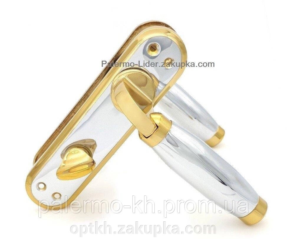 Дверна ручка Palandoken на планці L9098 мод. сантехнічна Золото / Хром від компанії СПД Лініченка С Н - фото 1