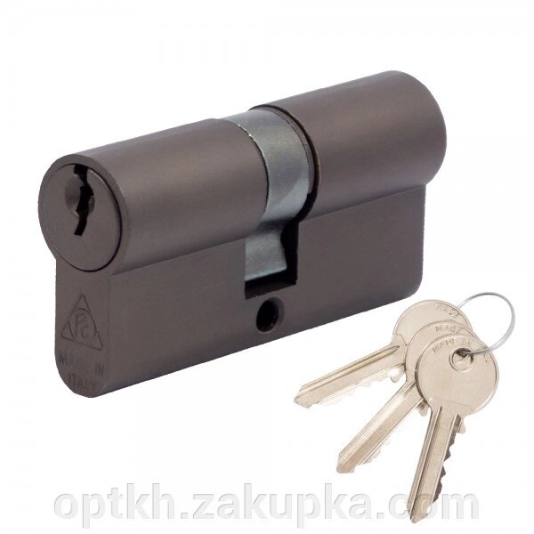 Дверний циліндр Cortellezzi Primo 116 30/30 мм, ключ/ключ, коричневий титан (57375) від компанії СПД Лініченка С Н - фото 1