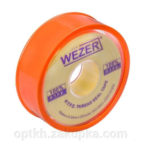 Фум стрічка WEZER PTFE 19x0,2 мм 20 м, жовтий від компанії СПД Лініченка С Н - фото 1