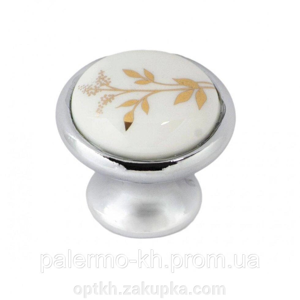 Кераміка кнопки ручки з квітковими прикрасами, "Mona Dugme Porselen" Chrome*-colos від компанії СПД Лініченка С Н - фото 1