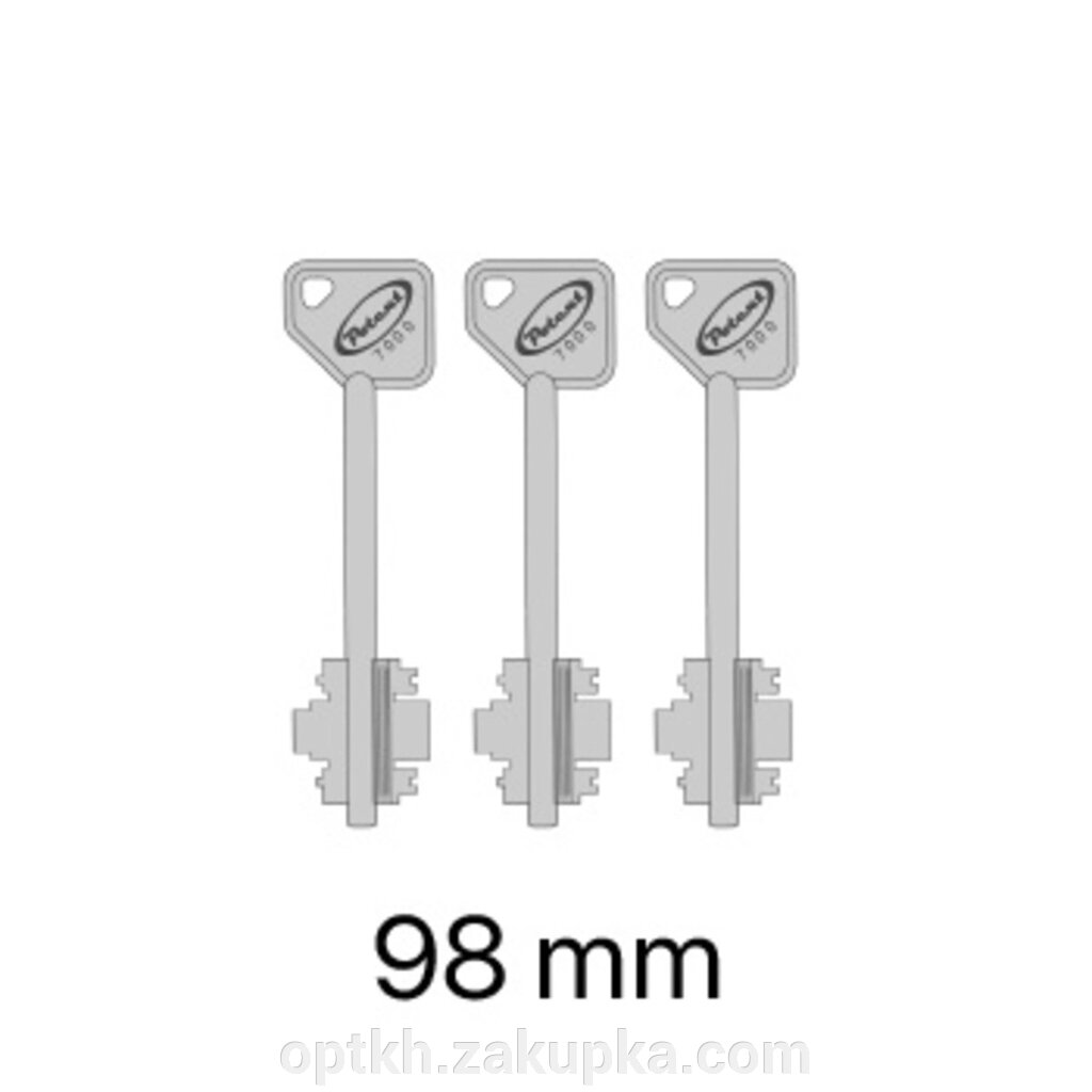 Комплект 3 ключа 98 мм до замків серії 7000/8000 від компанії СПД Лініченка С Н - фото 1