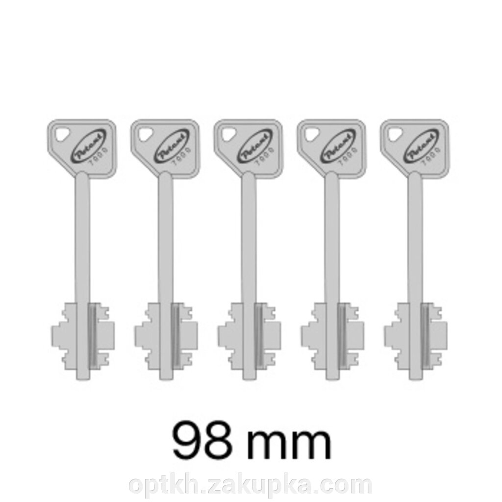 Комплект 5 ключів 98 мм до замків серії 7000/8000 від компанії СПД Лініченка С Н - фото 1