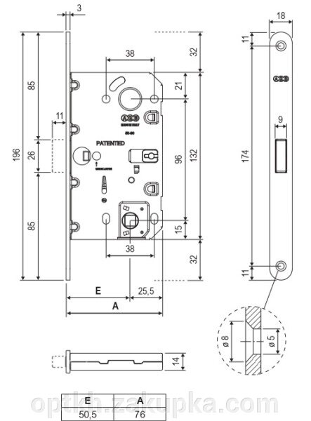 Механізм міжкімнатних дверей AGB Mediana Polaris Wave B061325093 під WC, чорний матовий (61351) від компанії СПД Лініченка С Н - фото 1