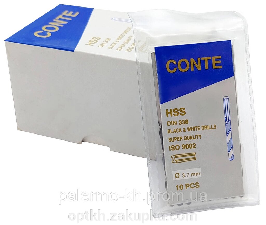 Набір свердел по металу 3.7mm "Conte" HSS DIN 388,10 шт від компанії СПД Лініченка С Н - фото 1