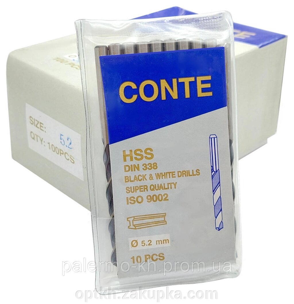 Набір свердел по металу d-5.2mm "Conte" HSS DIN 388,10 шт від компанії СПД Лініченка С Н - фото 1