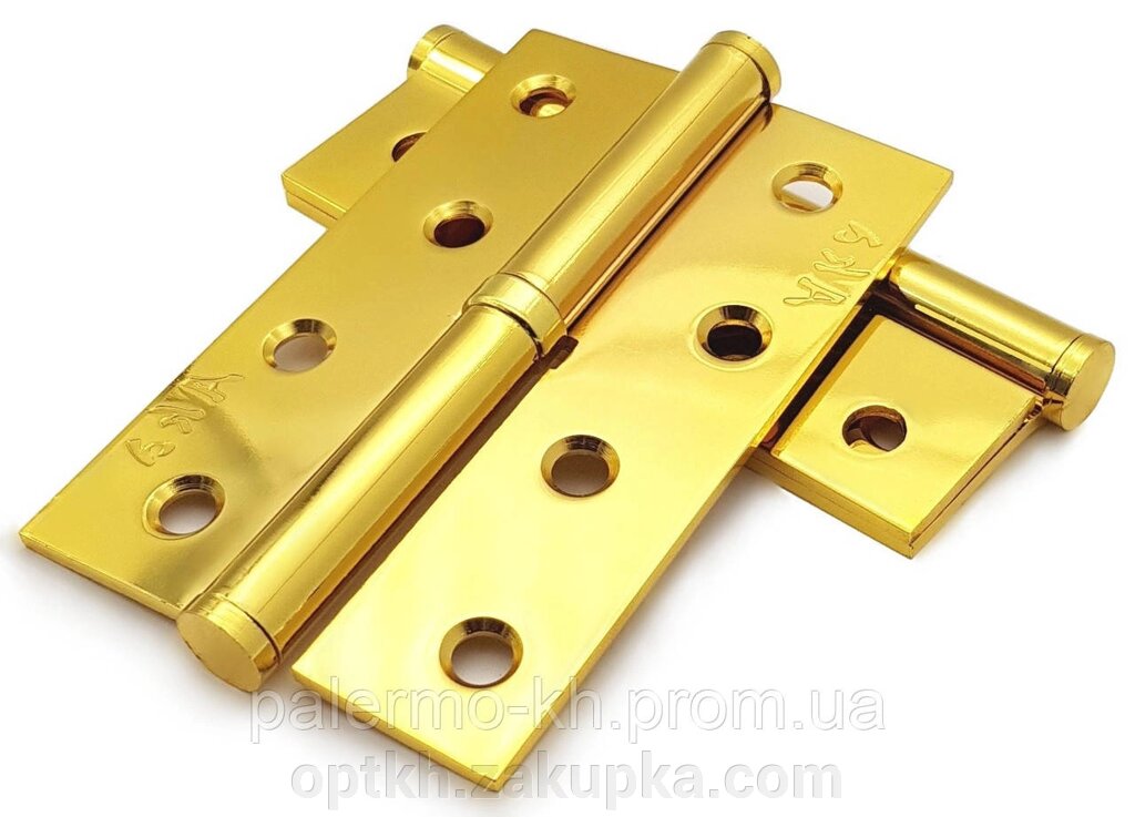 Петля дверна сталева, вузька "АКА" 4x2.5x2.5mm, колір - глянсове золото, Ліва від компанії СПД Лініченка С Н - фото 1