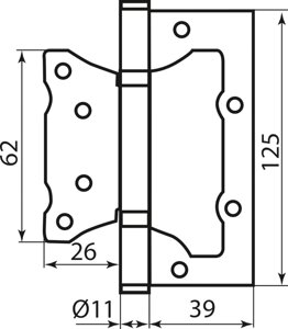 Завiса RDA 125 * 2,5 (2підш, сталь) Eurocento мат хром в Харківській області від компанії СПД Линиченко С Н