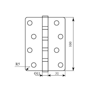Завіса RDA 100*3*2,5 (4 подш, сталь) закр. R5 мат нікель