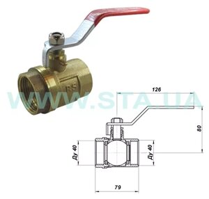 Кран кульовий STA 1 1/2" ВВ (червона ручка) {30/3}