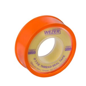 Фум стрічка WEZER PTFE 12x0,1 мм 12 м, жовтий