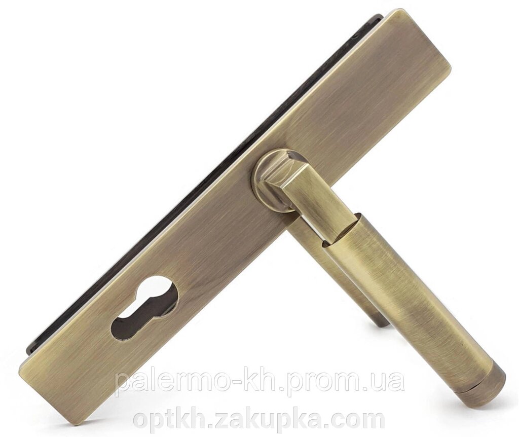 Ручка для вхідних дверей на планці у бронзовому кольорі (Bronze 03) з міжцентровою відстанню 72 мм від компанії СПД Лініченка С Н - фото 1
